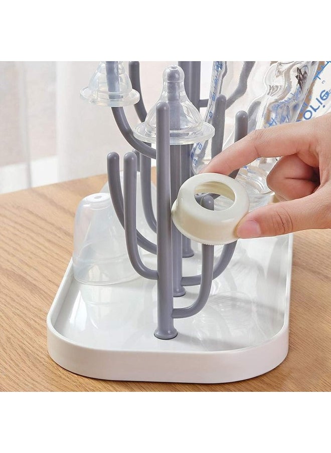 FEOOWV Baby Bottle Drying Rack with Base, Creative Tree Branch Baby Bottle Dryer Holder for Bottles, Teats, Cups, Pump Parts and Accessories