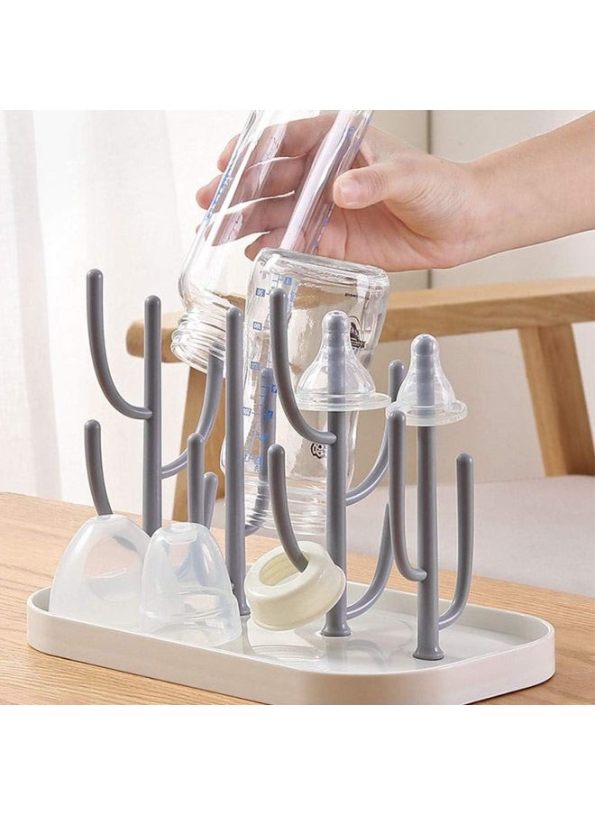 FEOOWV Baby Bottle Drying Rack with Base, Creative Tree Branch Baby Bottle Dryer Holder for Bottles, Teats, Cups, Pump Parts and Accessories