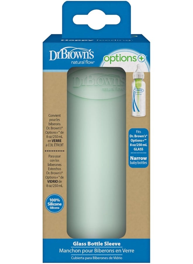 Dr. Brown’s Natural Flow Options+ Glass Baby Bottle Sleeves, 100% Silicone, 8 oz, Narrow, Mint