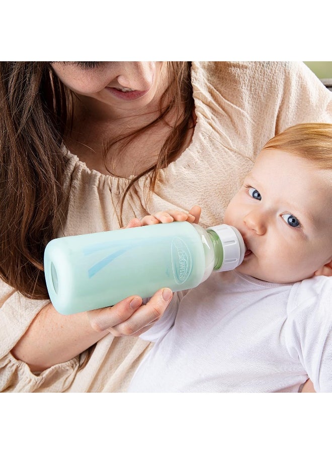 Dr. Brown’s Natural Flow Options+ Glass Baby Bottle Sleeves, 100% Silicone, 8 oz, Narrow, Mint