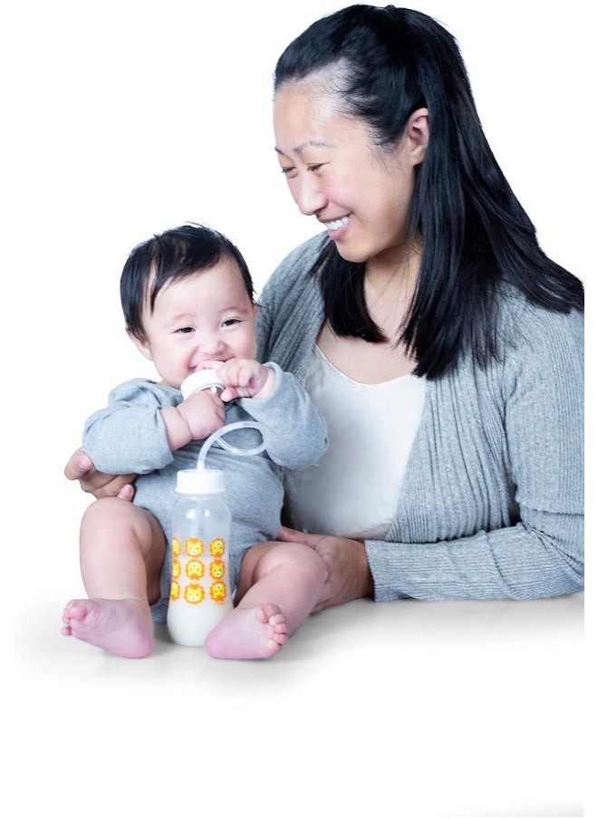Hands-Free Baby Bottle - Anti-Colic Self Feeding Baby Bottle System 9 oz (2 Pack - Podee Blue)