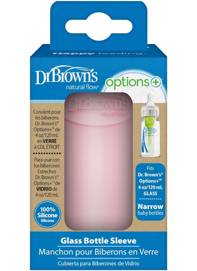 Dr. Brown's Narrow 100% Silicone Baby Bottle Sleeve, Pink, 4oz
