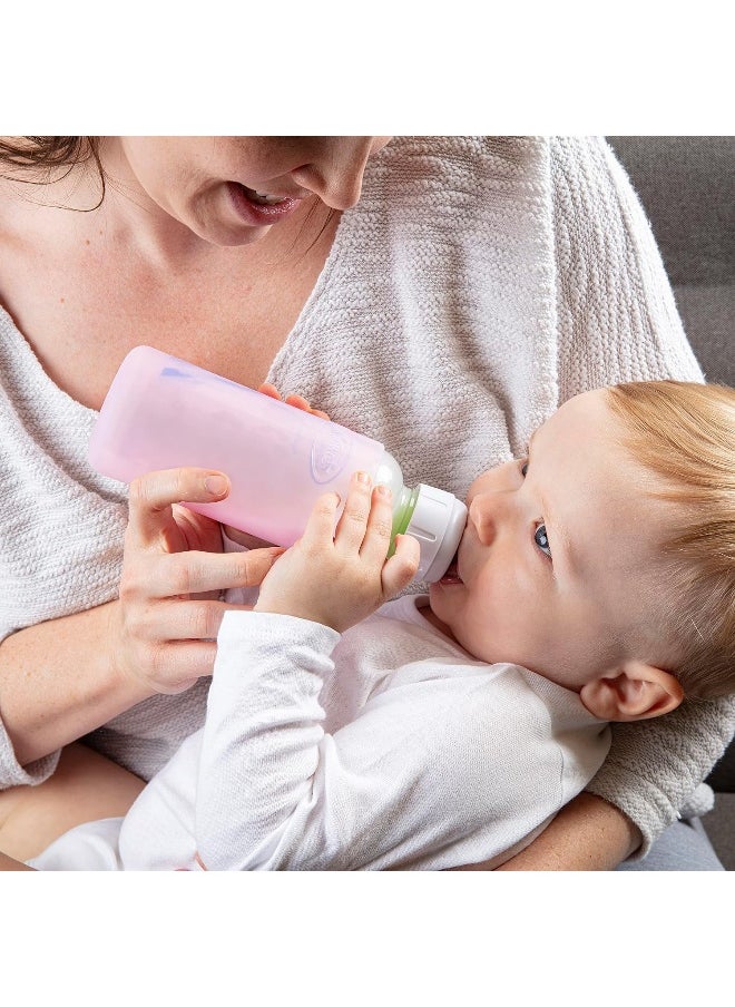 Dr. Brown's Narrow 100% Silicone Baby Bottle Sleeve, Pink, 8oz