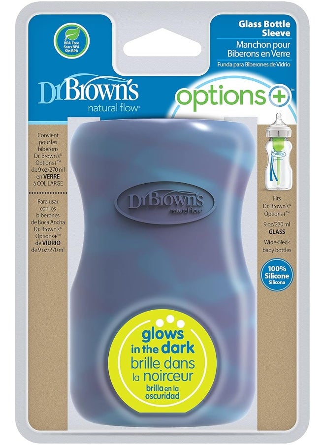 Dr. Brown's Wide-Neck 100% Silicone Baby Bottle Sleeve, Glow-in-The-Dark, 9oz