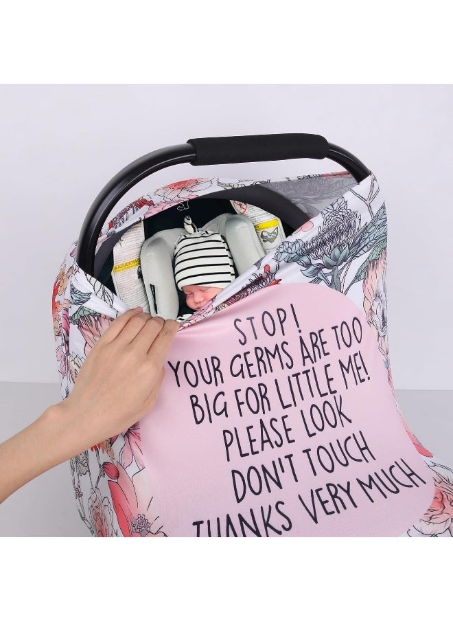 No Touch Sign Car Seat Cover for Babies, Mom Nursing Covers Breastfeeding Scarf, Multi Use Infant Carseat Canopy for Newborn Carrier/Stroller/Shopping Cart/High Chair, Baby Shower Gifts for Boy Girl