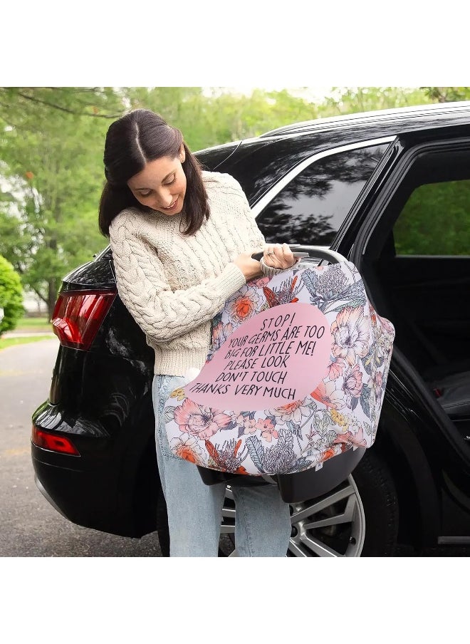 No Touch Sign Car Seat Cover for Babies, Mom Nursing Covers Breastfeeding Scarf, Multi Use Infant Carseat Canopy for Newborn Carrier/Stroller/Shopping Cart/High Chair, Baby Shower Gifts for Boy Girl