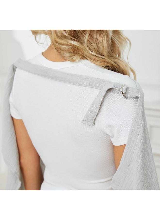 PPOGOO Muslin Nursing Cover for Baby Breastfeeding, Breathable Privacy Nursing Covers for Mom 100% Cotton Breastfeeding Cover with Rigid Hoop for Mother Nursing Apron (Sliver)