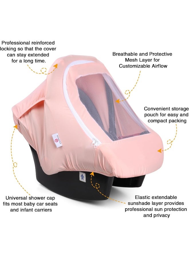 Metplus 2-in-1 Baby Car Seat Cover, Multi Use Cover for Baby Car Seat Canopy with Privacy Sun Shade, Protect Your Baby's Safety Seat with Style, Infant Carrier Covers for Boys & Girls