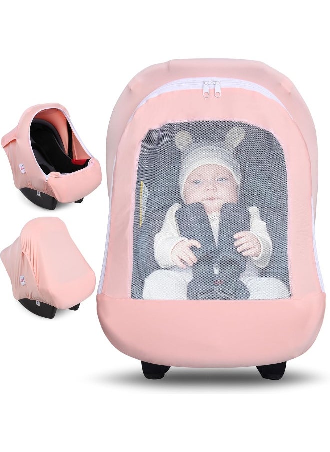 Metplus 2-in-1 Baby Car Seat Cover, Multi Use Cover for Baby Car Seat Canopy with Privacy Sun Shade, Protect Your Baby's Safety Seat with Style, Infant Carrier Covers for Boys & Girls