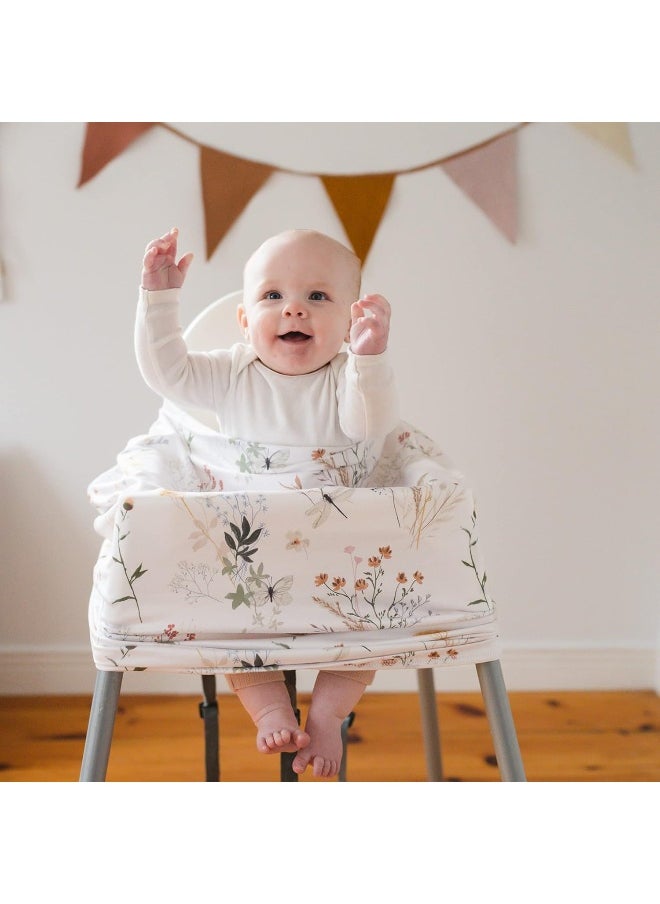 Pobibaby Pobi Baby Premium Multi-Use Cover - Nursing Cover, Baby Car Seat Covers, Shopping Cart, High Chair, and Breastfeeding Cover - Ultra-Soft, Stretchy, Floral Scarf for Baby and Mom (Wildflower)