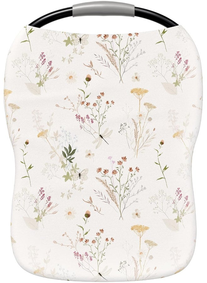 Pobibaby Pobi Baby Premium Multi-Use Cover - Nursing Cover, Baby Car Seat Covers, Shopping Cart, High Chair, and Breastfeeding Cover - Ultra-Soft, Stretchy, Floral Scarf for Baby and Mom (Wildflower)