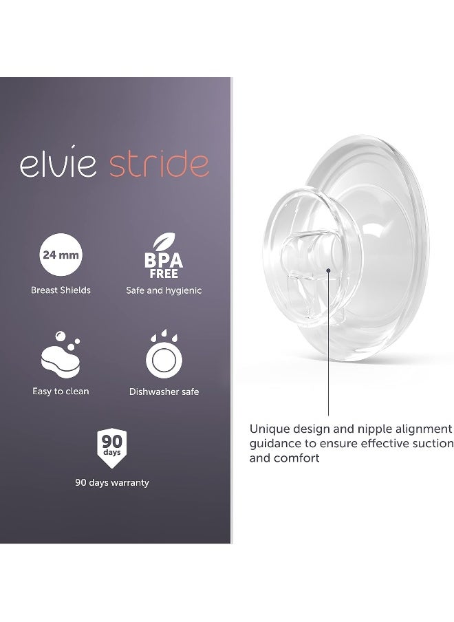 Elvie Stride Breast Pump Breast Shield - 24mm | 2 Pack | Shield Flange for Pumping Breast Milk | Breastfeeding Essentials for Electric Breast Pumps | BPA Free, Dishwasher Safe