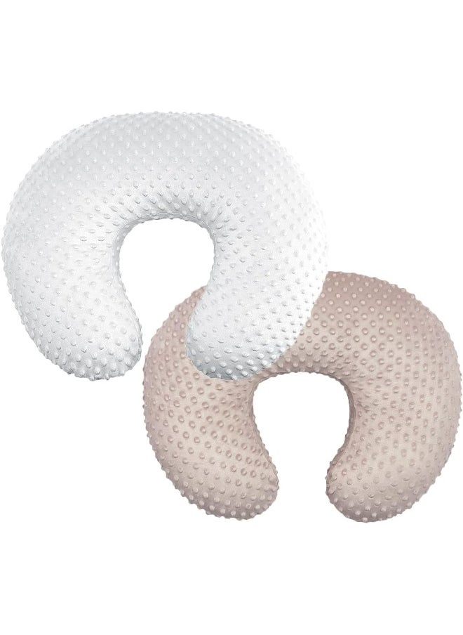 Owlowla 2Pack Nursing Cover White&Khaki Nursing Covers Set Breastfeeding Pillow Slipcover Fits Naked Nursing Pillow for Baby Boy Girl