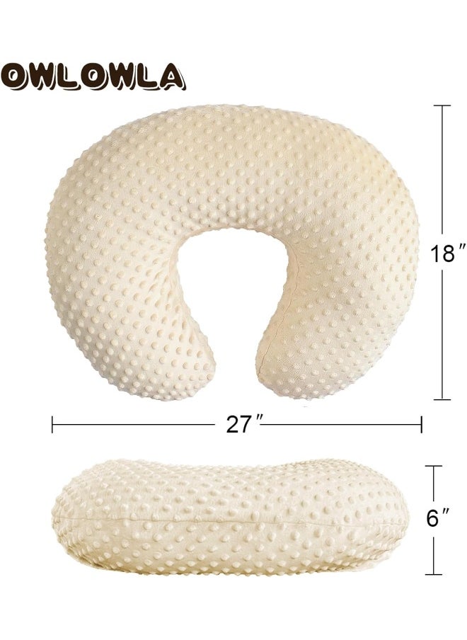 OWLOWLA Nursing Pillow Cover, Breastfeeding Pillow Slipcover Fits Nursing Pillow for Baby Boy Girl(Cream)