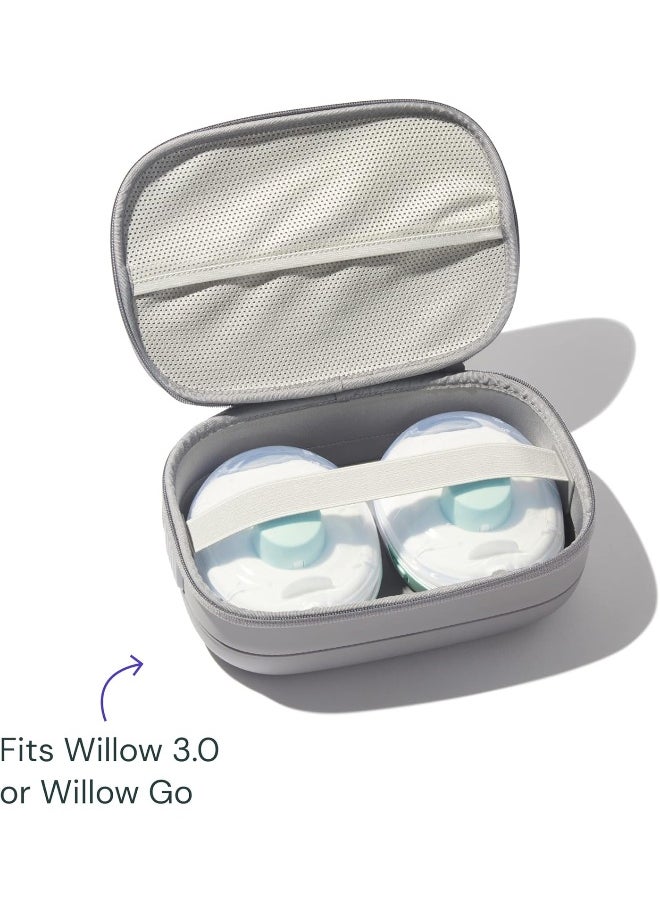 Willow Pump Carrying Case for Hands-Free Wearable Breast Pumps | Hard Shell Case with Removable Tray | Grey