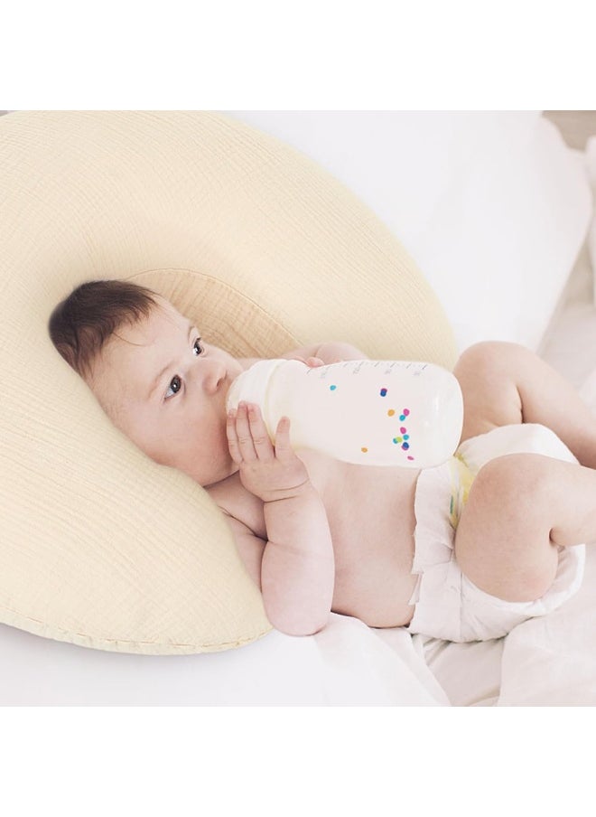 Pro Goleem Muslin Nursing Pillow Cover, 100% Cotton Soft Breathable Feeding Pillow Slipcover for Breastfeeding Moms, Fits Standard Infant Nursing Pillow, for Boys and Girls, 2 Pack (Brown＆Beige)