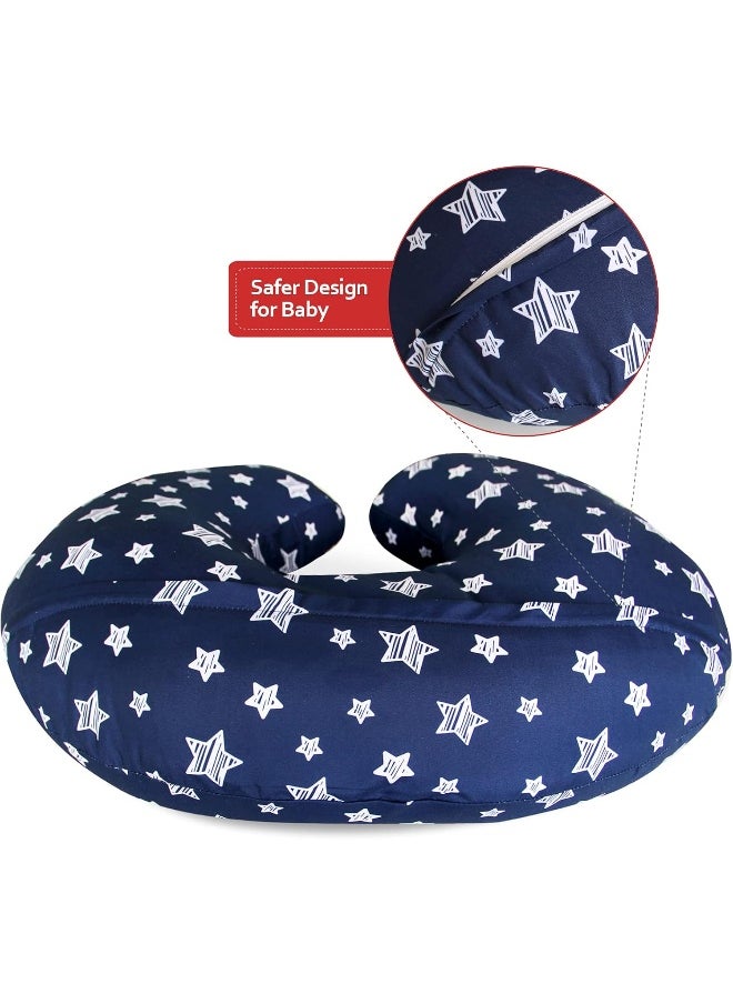 Moonsea 2 Pack Nursing Pillow Cover Grey and Navy for Infant, Snug Fits Boppy Nursing Pillows, Breastfeeding Nursing Pillow Slipcovers Super Soft, for Breastfeeding Moms, with Star Print