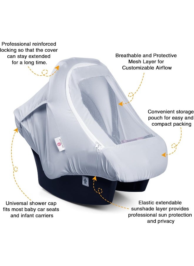Metplus 2-in-1 Baby Car Seat Cover, Multi Use Cover for Baby Car Seat Canopy with Privacy Sun Shade, Protect Your Baby's Safety Seat with Style, Infant Carrier Covers for Boys & Girls