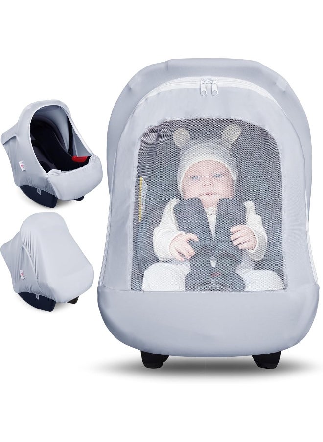 Metplus 2-in-1 Baby Car Seat Cover, Multi Use Cover for Baby Car Seat Canopy with Privacy Sun Shade, Protect Your Baby's Safety Seat with Style, Infant Carrier Covers for Boys & Girls