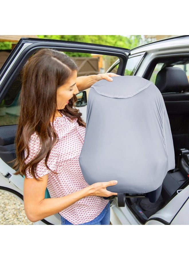 Metplus 2-in-1 Baby Car Seat Cover, Multi Use Cover for Baby Car Seat Canopy with Privacy Sun Shade, Protect Your Baby's Safety Seat with Style, Infant Carrier Covers for Boys & Girls