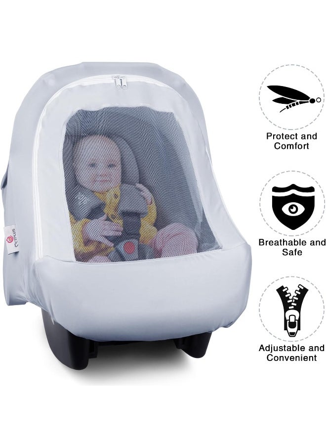 Metplus 2-in-1 Baby Car Seat Cover, Multi Use Cover for Baby Car Seat Canopy with Privacy Sun Shade, Protect Your Baby's Safety Seat with Style, Infant Carrier Covers for Boys & Girls