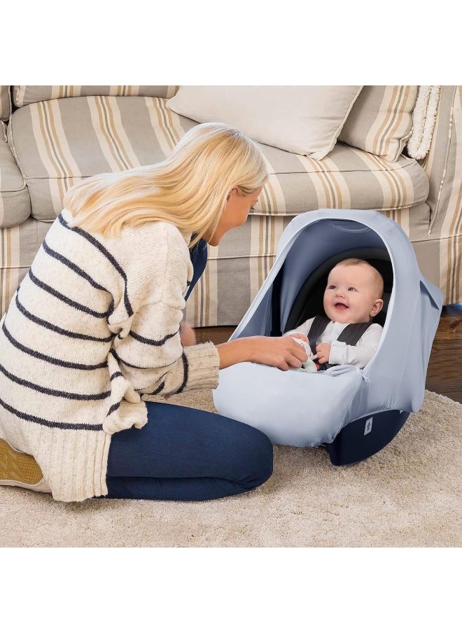 Metplus 2-in-1 Baby Car Seat Cover, Multi Use Cover for Baby Car Seat Canopy with Privacy Sun Shade, Protect Your Baby's Safety Seat with Style, Infant Carrier Covers for Boys & Girls