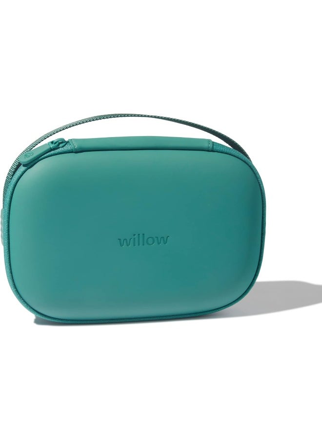 Willow Breast Pump Carrying Case, Teal, Use with Hands Free Wearable Breast Pumps, Ultra Durable Hard Shell Breast Pump Case with Removable Tray, Compact and Discreet