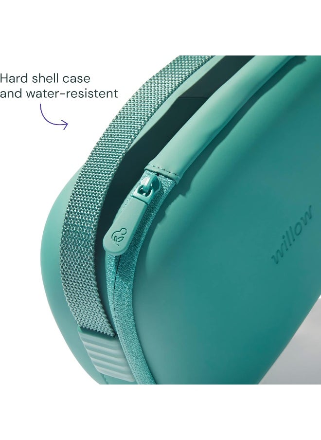 Willow Breast Pump Carrying Case, Teal, Use with Hands Free Wearable Breast Pumps, Ultra Durable Hard Shell Breast Pump Case with Removable Tray, Compact and Discreet