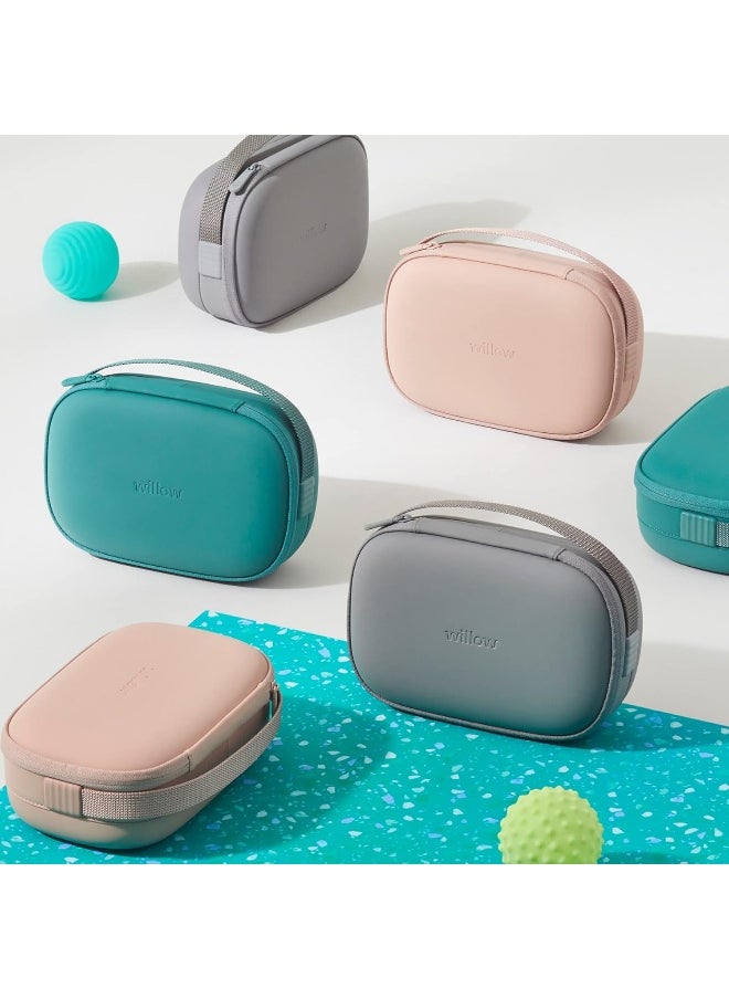 Willow Breast Pump Carrying Case, Teal, Use with Hands Free Wearable Breast Pumps, Ultra Durable Hard Shell Breast Pump Case with Removable Tray, Compact and Discreet