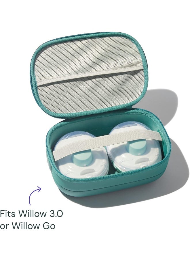 Willow Breast Pump Carrying Case, Teal, Use with Hands Free Wearable Breast Pumps, Ultra Durable Hard Shell Breast Pump Case with Removable Tray, Compact and Discreet
