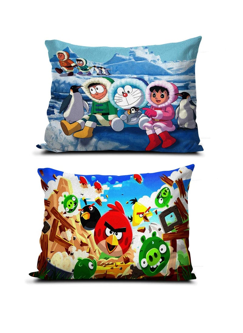 NISHOMES Baby Cartoon Printed Pillow Pack of 2 Size 12x18 Inches Multicolor