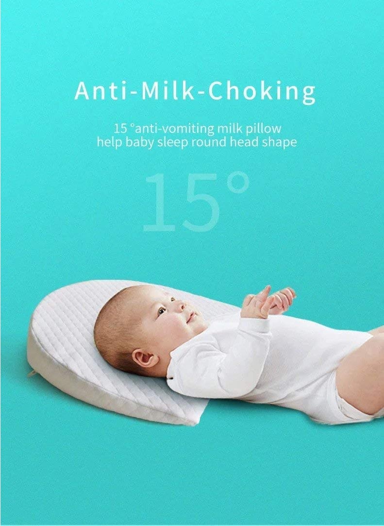 INDIAN DECOR 82003 Baby Wedge Pillow Anti Reflux and Colics Congestion Cushion Flat Head for Toddler Bassinet Pram Stroller Crib Cot Bed with Removable Washable Cover Pack of 1