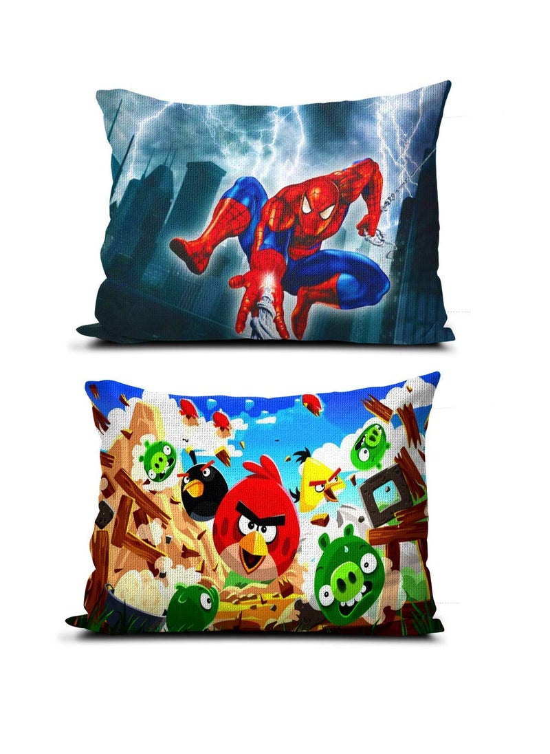 NISHOMES Cartoon Printed Pillow Baby Pillow Pack of 2 Size 12x18 Inches Multicolor