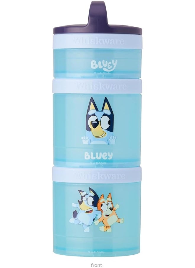 Whiskware Bluey Stackable Snack Containers for Kids and Toddlers, 3 Stackable Snack Cups for School and Travel, Bluey and Bingo, Let’s Do This!