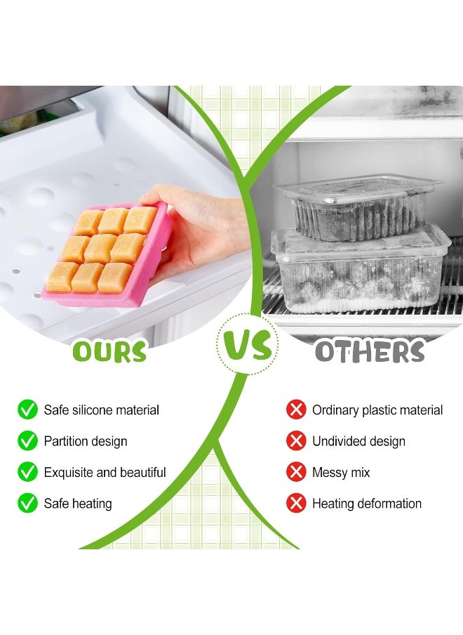 Rtteri Silicone Baby Food Freezer Storage Containers Tray with Lids Breast Milk Freezer Containers for Baby Food Fruit Purees