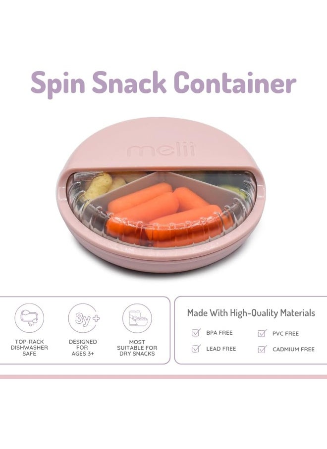 melii Spin Container for Kids - 3-Compartment Snack Container with Exciting Spin Feature - BPA Free, Portable, and Easy to Clean Snack Companion for On the Go Adventures