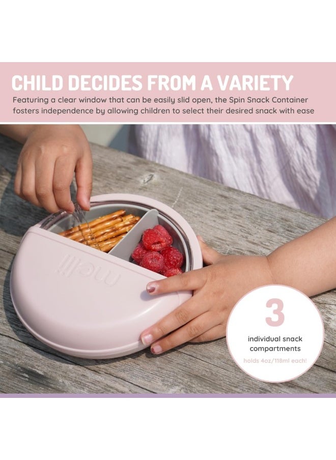 melii Spin Container for Kids - 3-Compartment Snack Container with Exciting Spin Feature - BPA Free, Portable, and Easy to Clean Snack Companion for On the Go Adventures