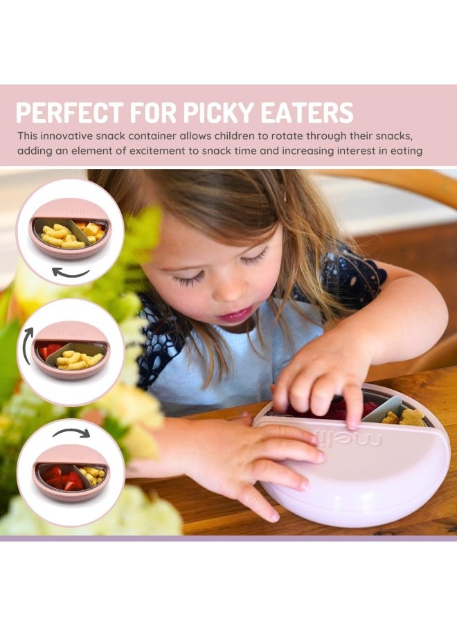melii Spin Container for Kids - 3-Compartment Snack Container with Exciting Spin Feature - BPA Free, Portable, and Easy to Clean Snack Companion for On the Go Adventures