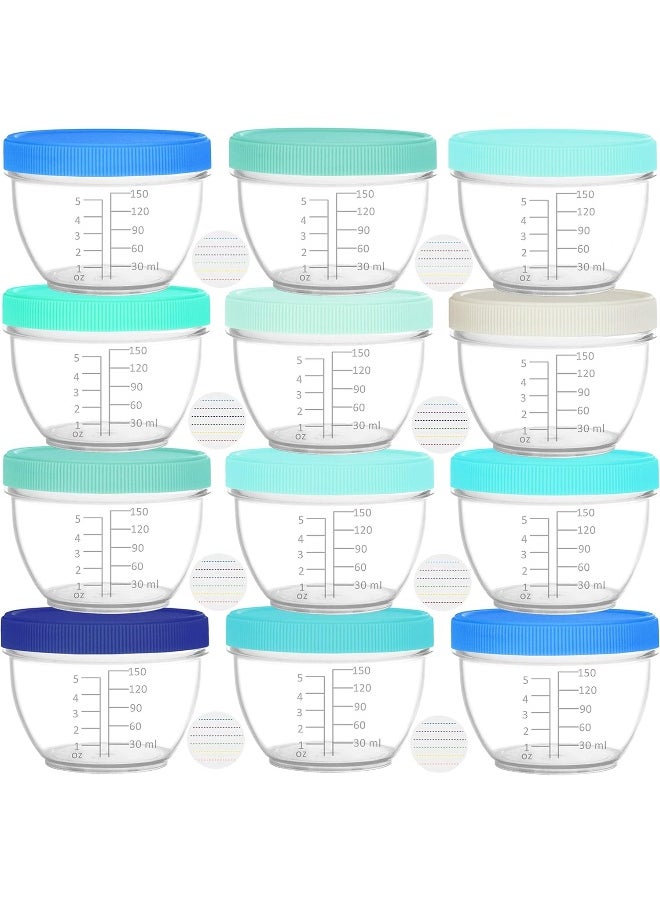 Youngever 18 Sets Baby Food Storage, 6 Ounce Baby Food Containers with Lids and Labels, 9 Coastal Colors