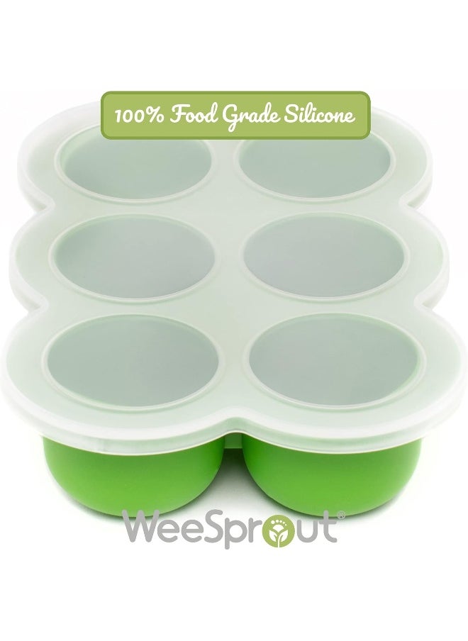 WeeSprout Freezer Tray (Bright Green, Six 3 Ounce Sections)