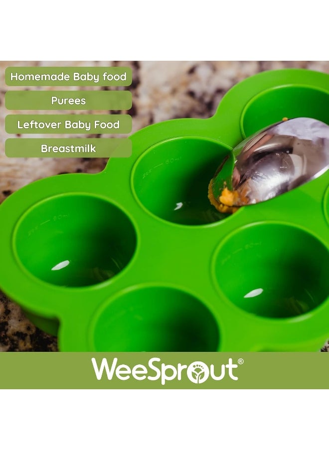 WeeSprout Freezer Tray (Bright Green, Six 3 Ounce Sections)