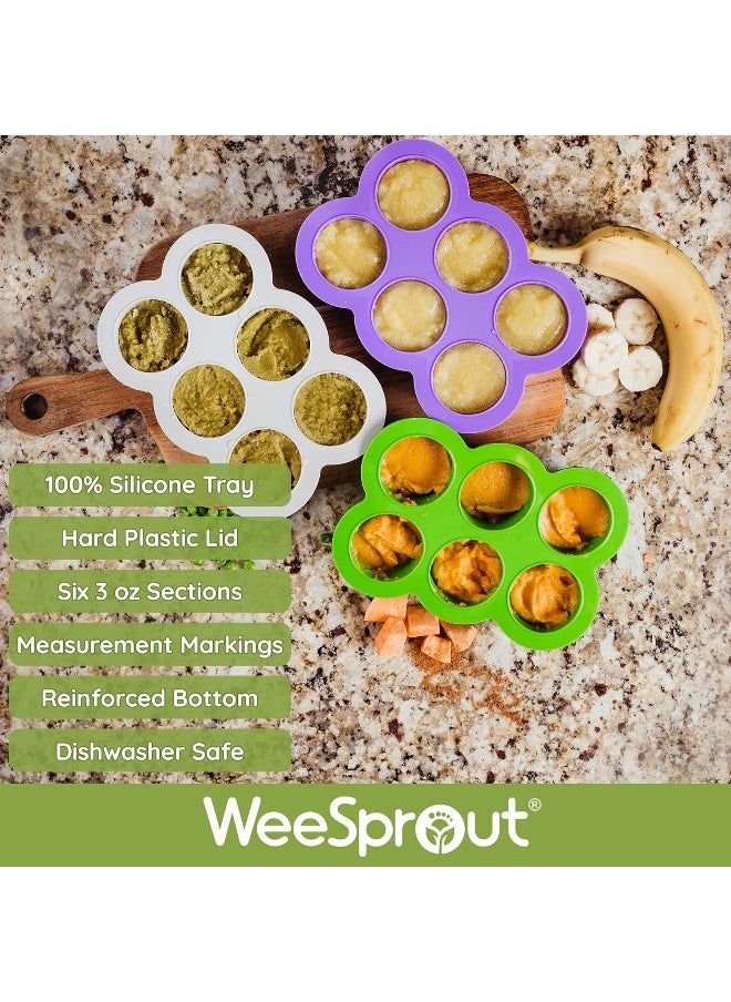 WeeSprout Freezer Tray (Bright Green, Six 3 Ounce Sections)