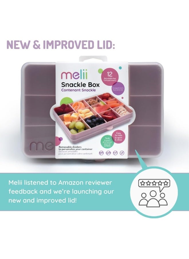 melii Snackle Box - 12 Compartment Snack Container with Removable Dividers for Customizable Storage - Ideal for On the Go Snacking, BPA Free, Easy to Open and Clean