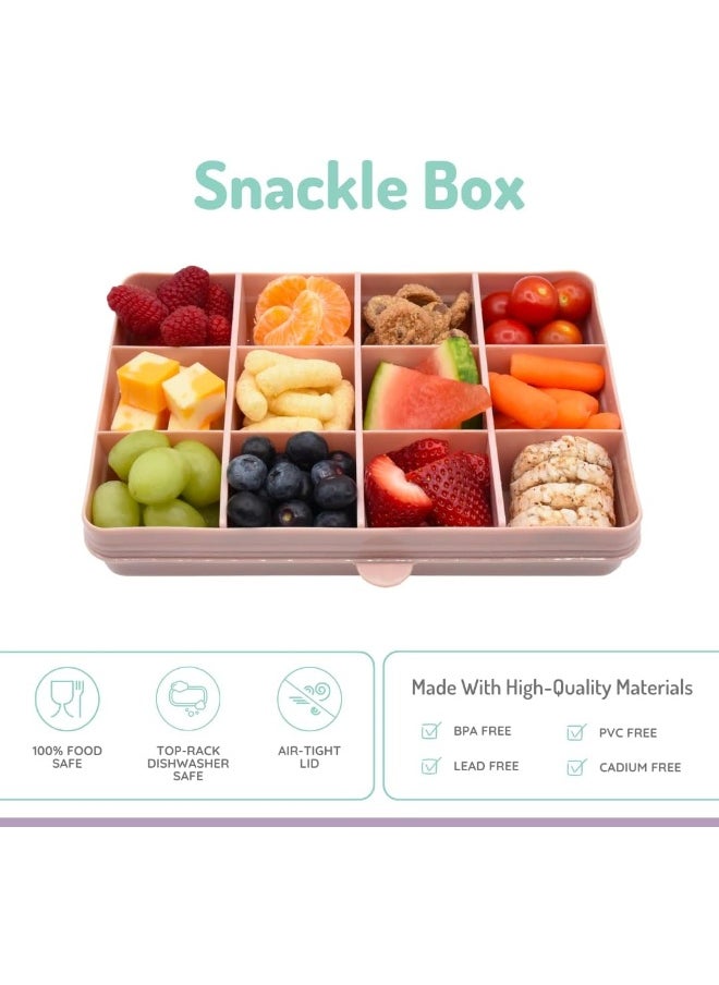 melii Snackle Box - 12 Compartment Snack Container with Removable Dividers for Customizable Storage - Ideal for On the Go Snacking, BPA Free, Easy to Open and Clean