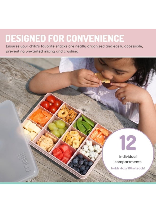 melii Snackle Box - 12 Compartment Snack Container with Removable Dividers for Customizable Storage - Ideal for On the Go Snacking, BPA Free, Easy to Open and Clean