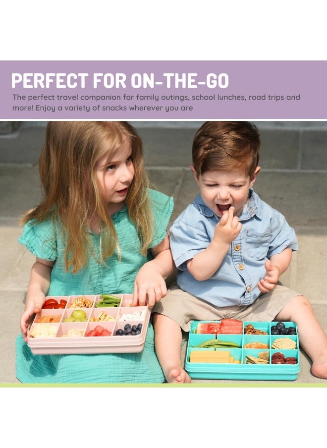 melii Snackle Box - 12 Compartment Snack Container with Removable Dividers for Customizable Storage - Ideal for On the Go Snacking, BPA Free, Easy to Open and Clean