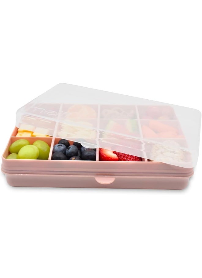 melii Snackle Box - 12 Compartment Snack Container with Removable Dividers for Customizable Storage - Ideal for On the Go Snacking, BPA Free, Easy to Open and Clean