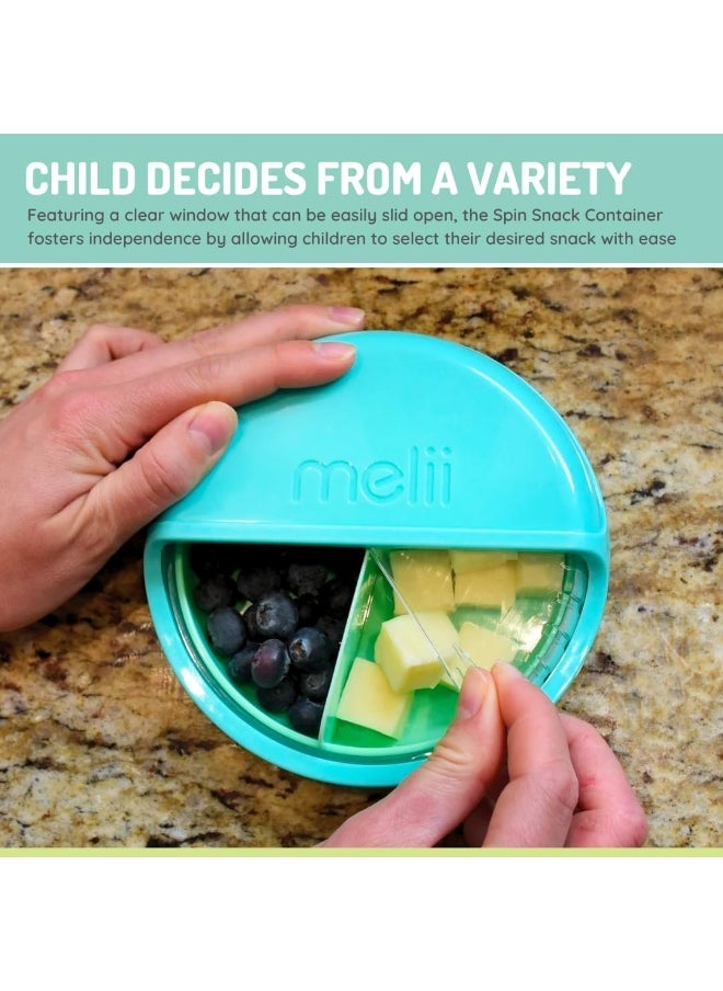 melii Spin Container for Kids - 3-Compartment Snack Container with Exciting Spin Feature - BPA Free, Portable, and Easy to Clean Snack Companion for On the Go Adventures