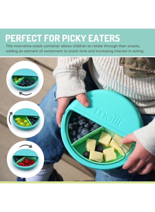 melii Spin Container for Kids - 3-Compartment Snack Container with Exciting Spin Feature - BPA Free, Portable, and Easy to Clean Snack Companion for On the Go Adventures