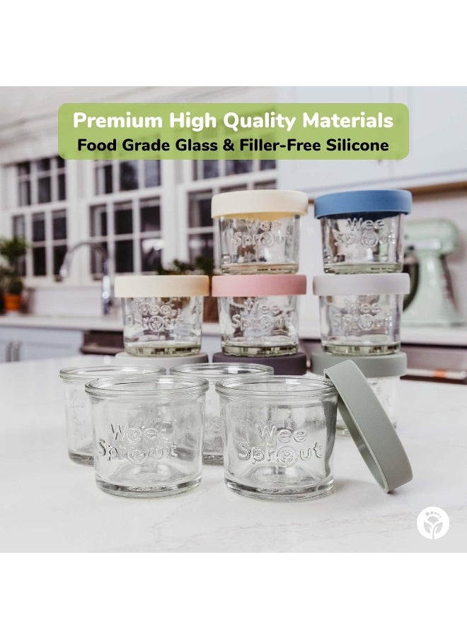 WeeSprout Glass Baby Food Storage Jars w/Lids (4 oz, 12 Pack Set)